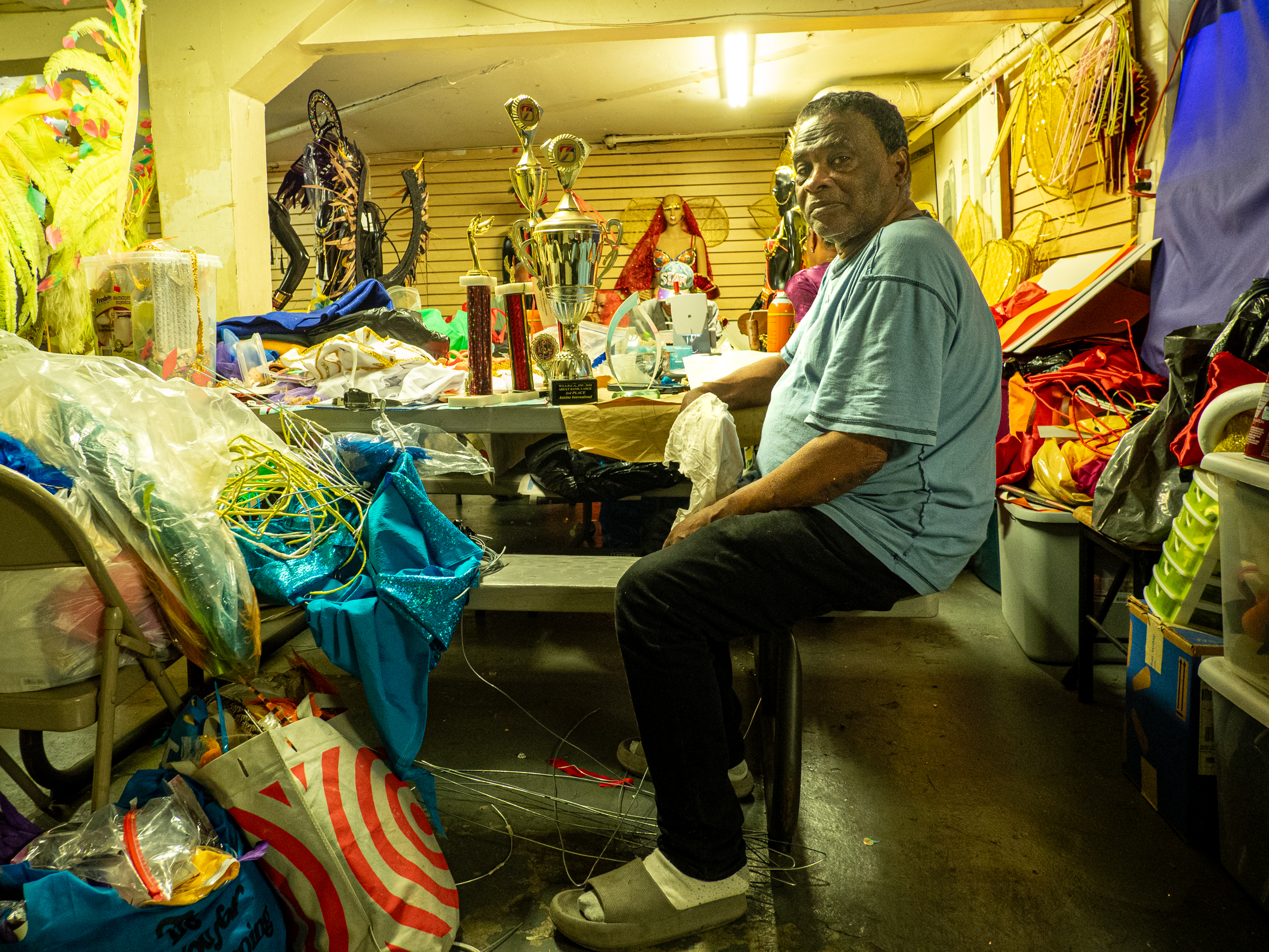 A photo of Kenneth Antoine, leader of the masquerade band Antoine International