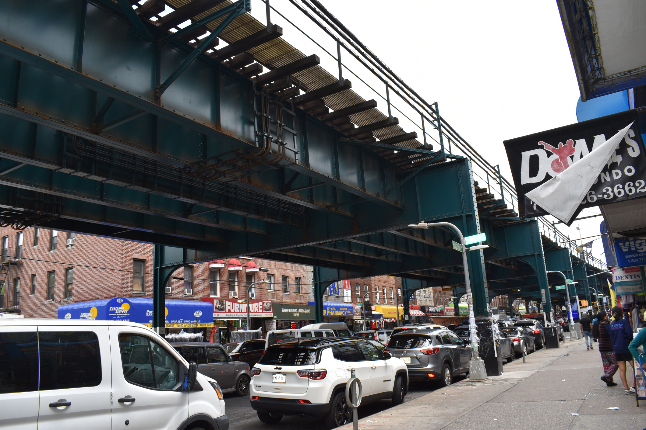The hustle and bustle of a street in the Corona section of Queens captured in a May 15, 2022, photo.