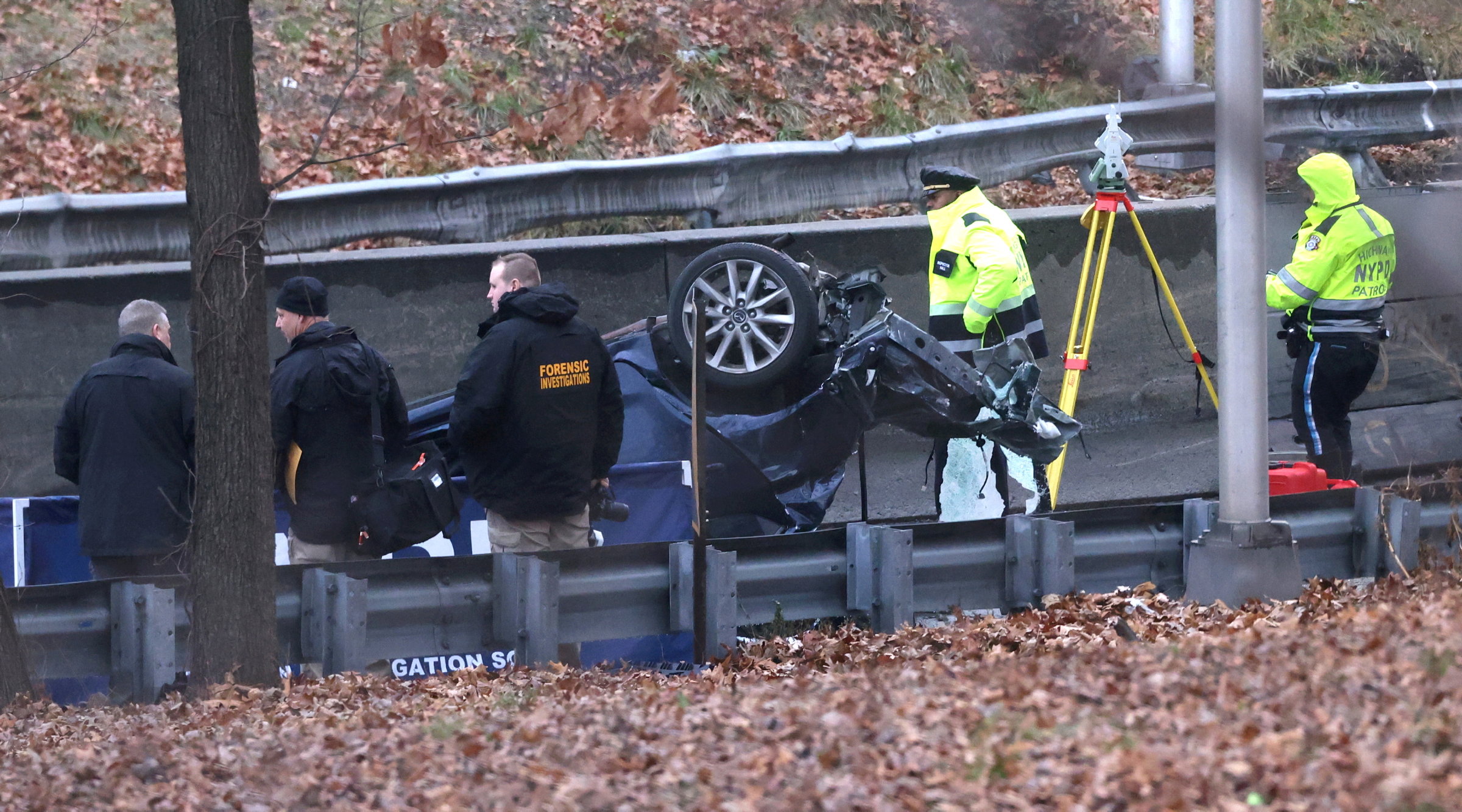 The scene of a car crash.