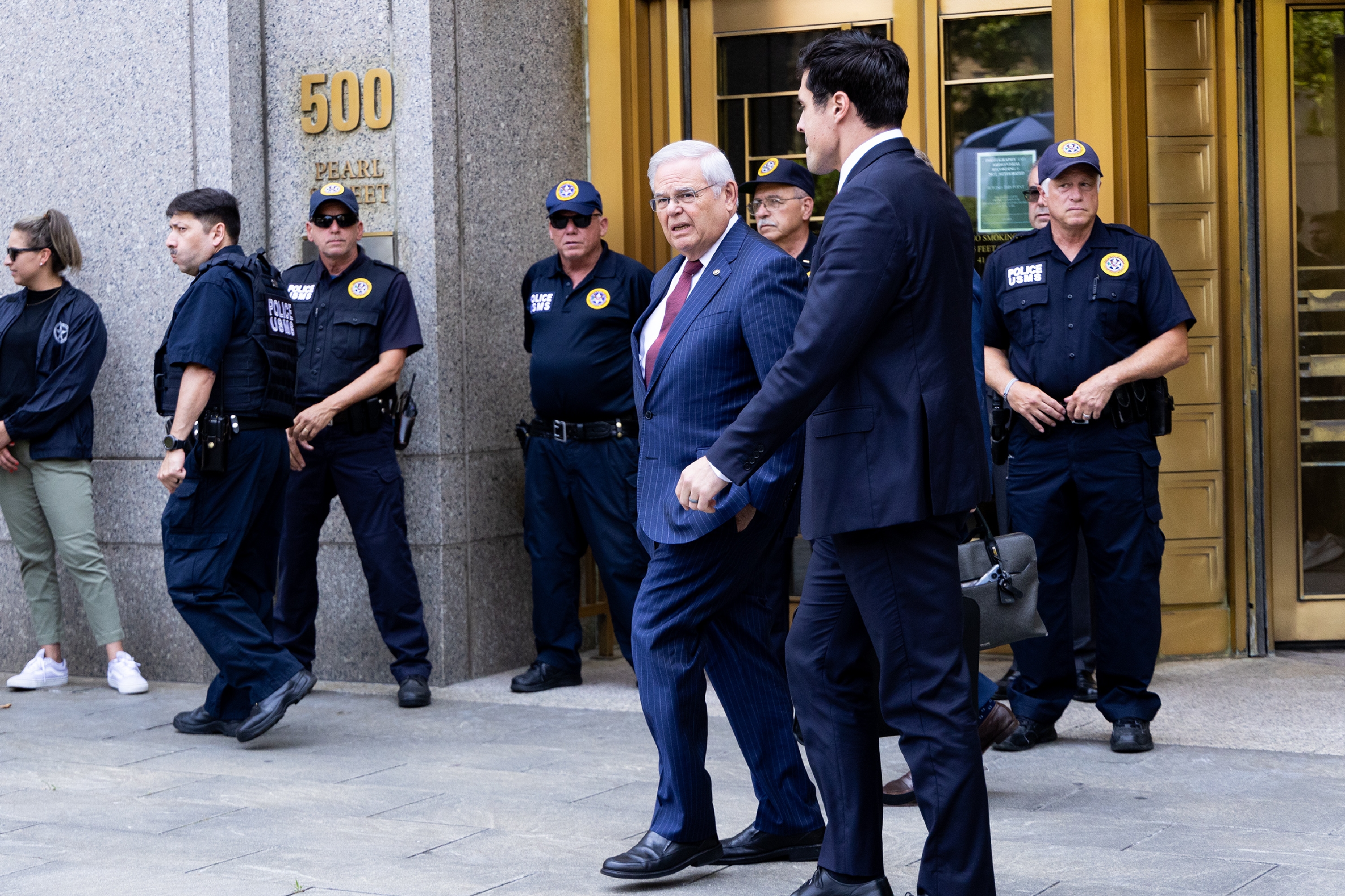U.S. Sen. Bob Menendez is seen leaving Manhattan federal court on July 16, 2024.