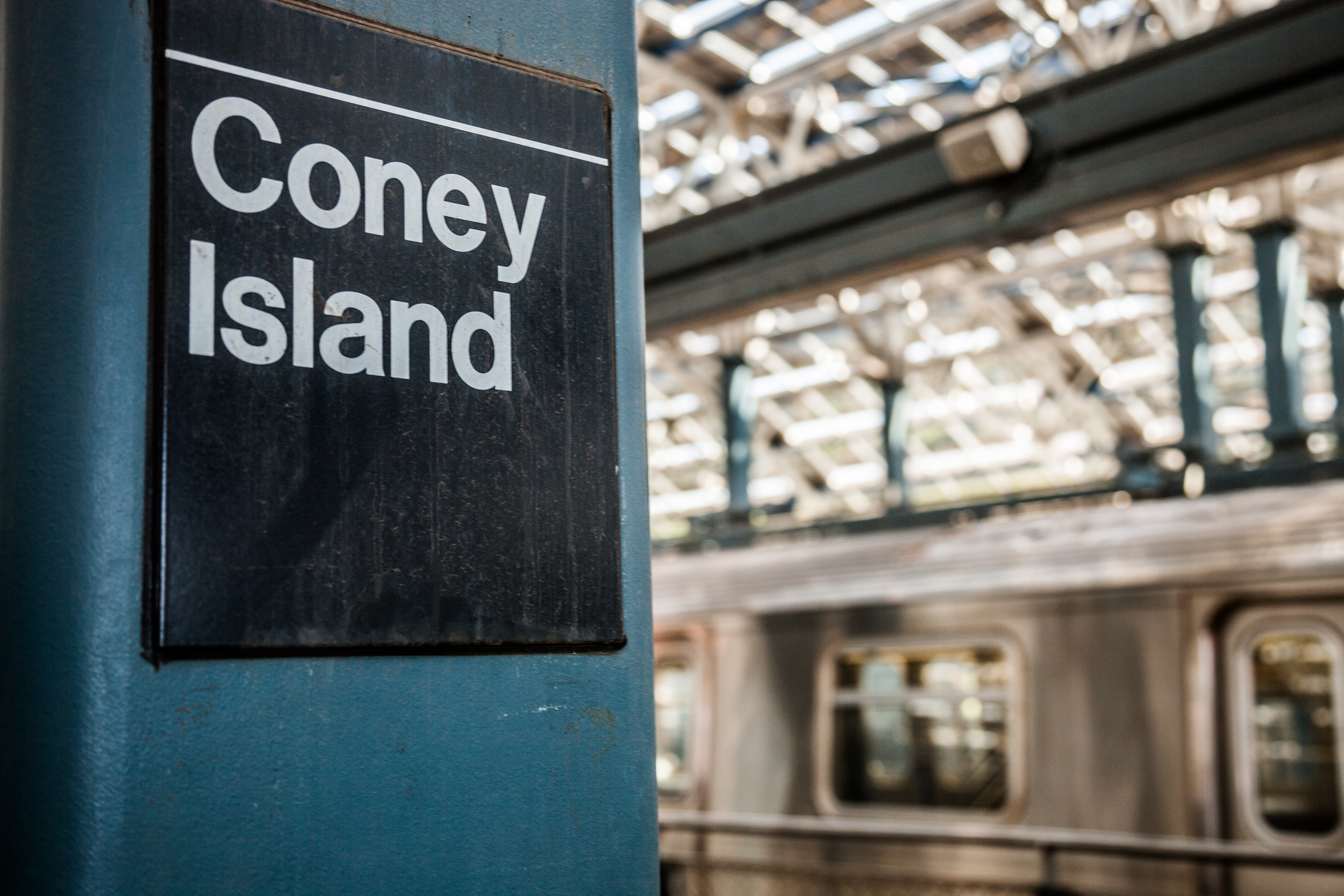 A Coney Island subway stop sign.