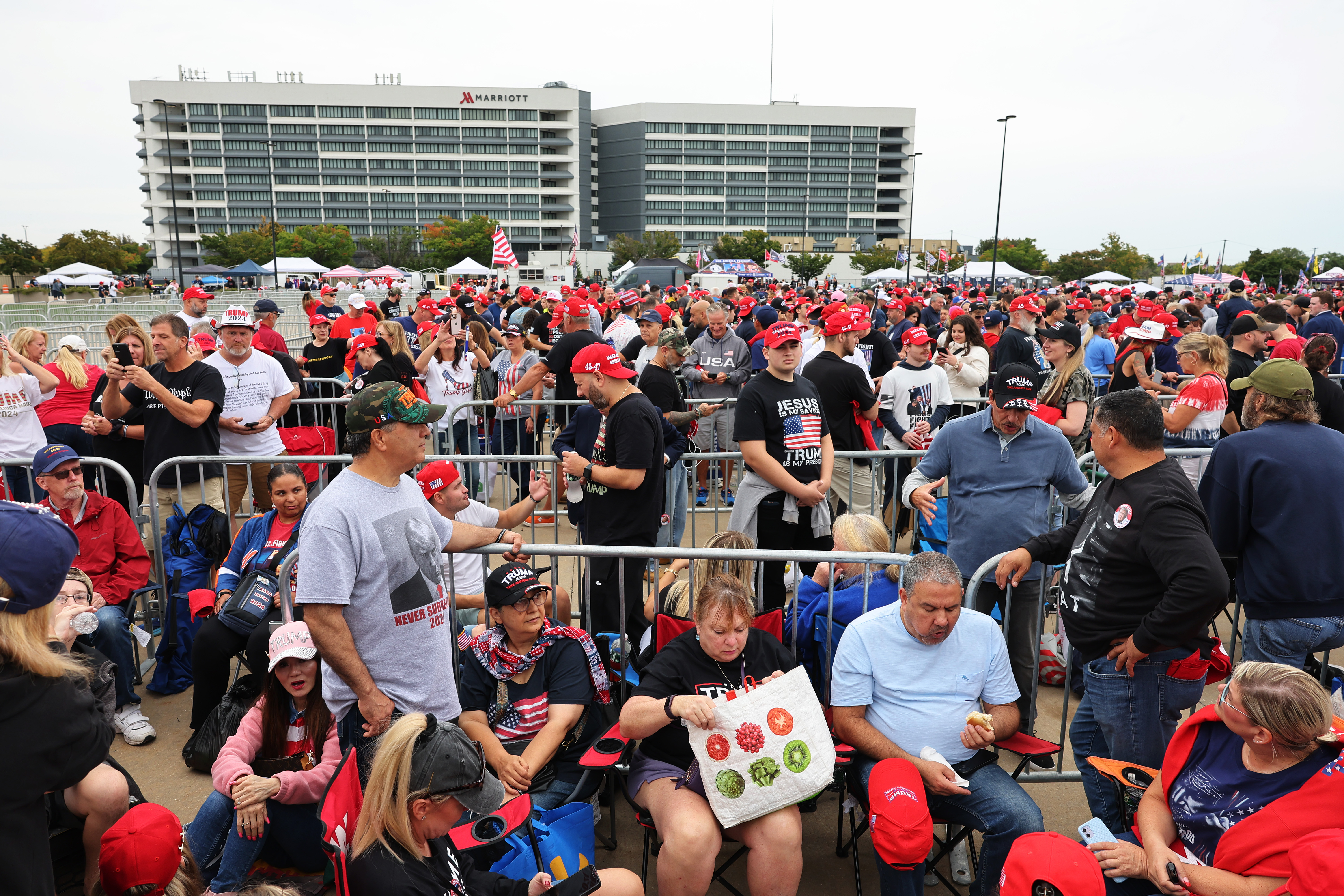 A photo of Trump supporters camped out ahead Donald Trump's rally in Uniondale.