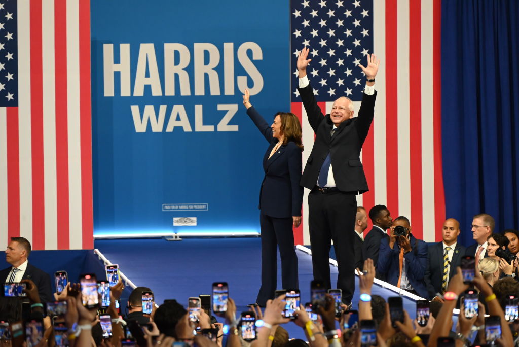 Kamala Harris and Tim Walz at a campaign rally