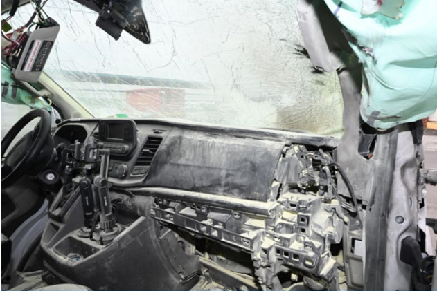 The Verizon utility van after the explosion.