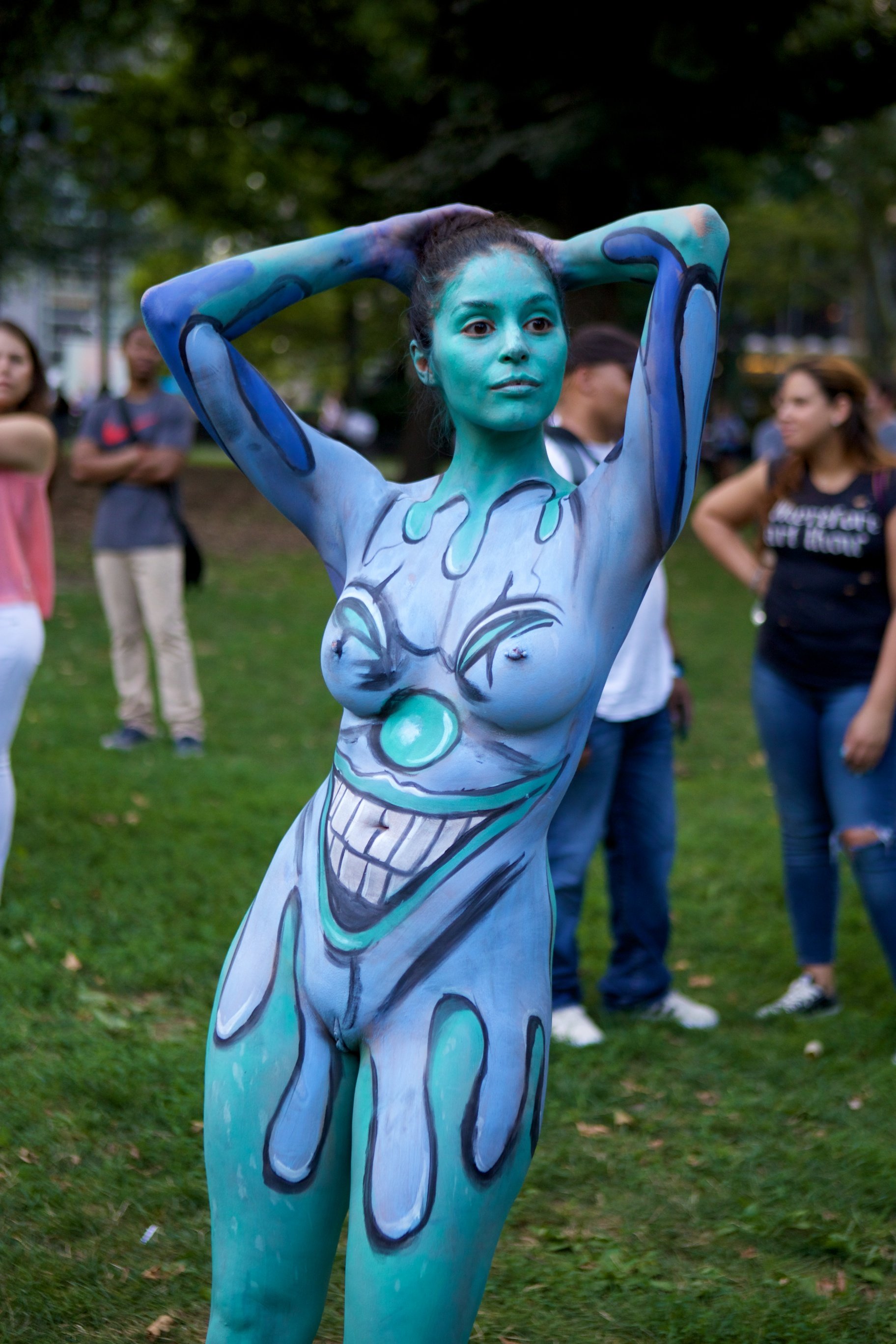 NSFW Photos: Nude Models (In Body Paint) Swarm Times Square - Gothamist