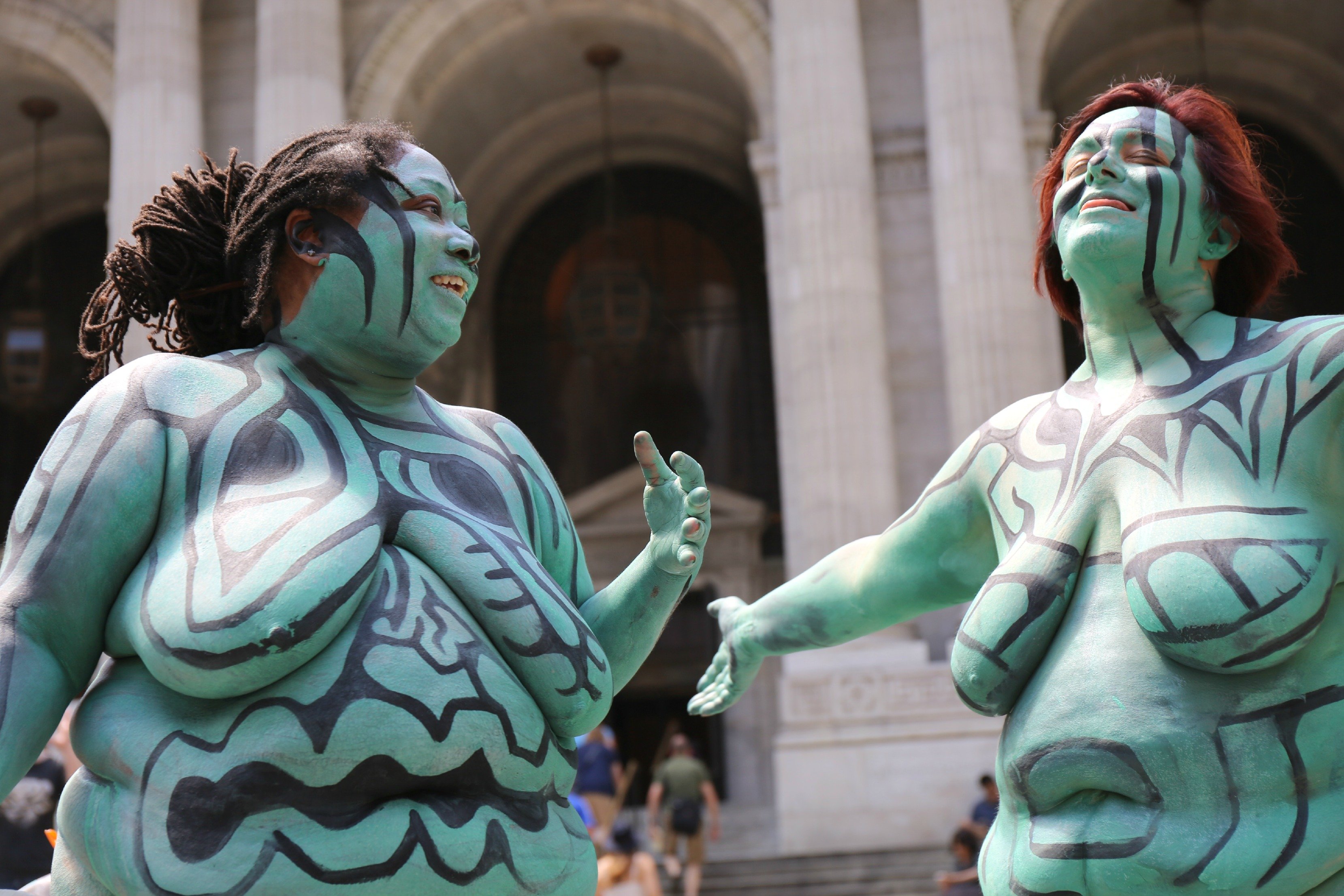 NSFW Photos Plus Size Models Get Body Painted Outside NYPL