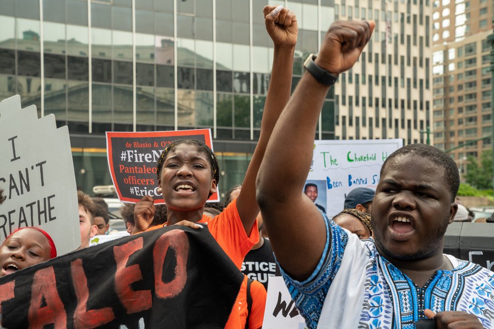 Protesters march on the fifth anniversary of Eric Garner's death<br>