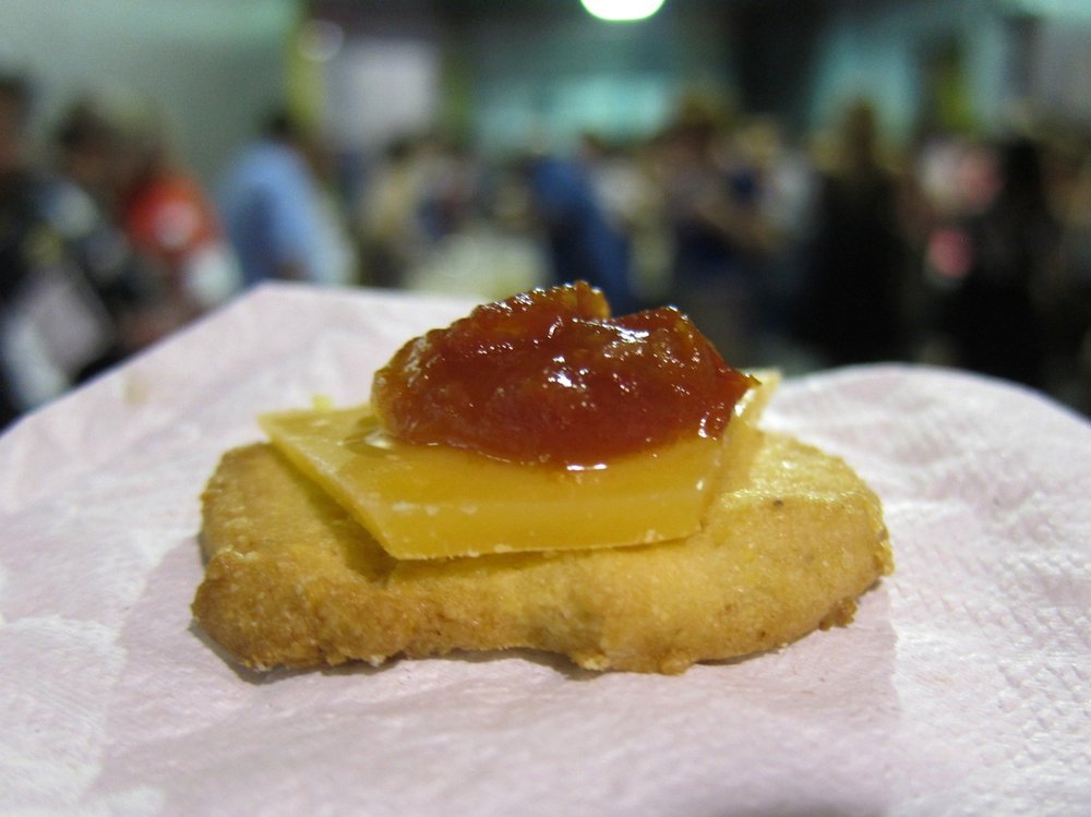 00e77159f.jpeg "L'Amuse Gouda with Tomato Jam on a Grits Cookie", from Allison Velasco, Whole Foods Midtown East<br>