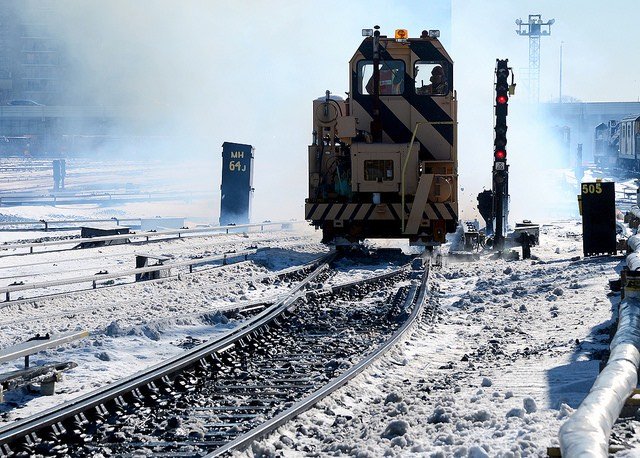 Hurricane Jet Snow Blower clears a track in the Coney Island Yard.