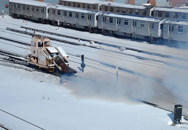 A Hurricane Jet Snow Blower clears a track in the Coney Island Yard.