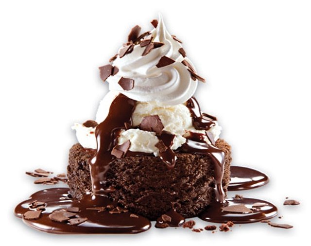 Cold Stone Creamery Heats Up: Starting today, Cold Stone Creamery is introducing a line of plated hot desserts. Remember your New Year's Resolution? Neither do weâall we remember is slipping on some ice and falling in a snowbank in the freezing rain during our walk to work this morning. You know what would really cheer us up? Chocolate Lava Meltdown. This bad boy is made with warm chocolate cake filled with hot fudge and topped with vanilla ice cream, fudge, whipped topping and shaved chocolate. Nation's Restaurant News reports that the other three belly-warming treats, which each cost $4.99, are as follows: tBrownie A La Cold Stone with warm chocolate brownies, vanilla ice cream, whipped topping, caramel, hot fudge and pecans.tChurro Caramel Crave with churros rolled in cinnamon and sugar, vanilla ice cream, caramel and whipped topping.tNo Fair Funnel Cake dusted with powdered sugar and served with strawberries, vanilla ice cream, strawberry puree and whipped toppingHere's their website, which shows all their NYC locations. Do with this information what you will.