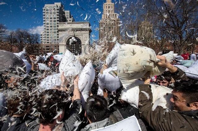 033116AprilGuide3.jpg Commit whimsical acts of violence at the annual Washington Square Park Pillow Fight, a massive, feathery battle royale. Local combatants will be just one of many groups around the world spending the day pillow fighting, from Kuopia to Tijuana to Taipei. There're no rules apart from don't be an asshole and actually hurt somebody; check out photos from last year's fight and prepare your arsenal. It's not like you use those throw pillows, anyway.Saturday, April 2nd, 3 p.m. // Washington Square Park // Free (b.y.o. pillow!)