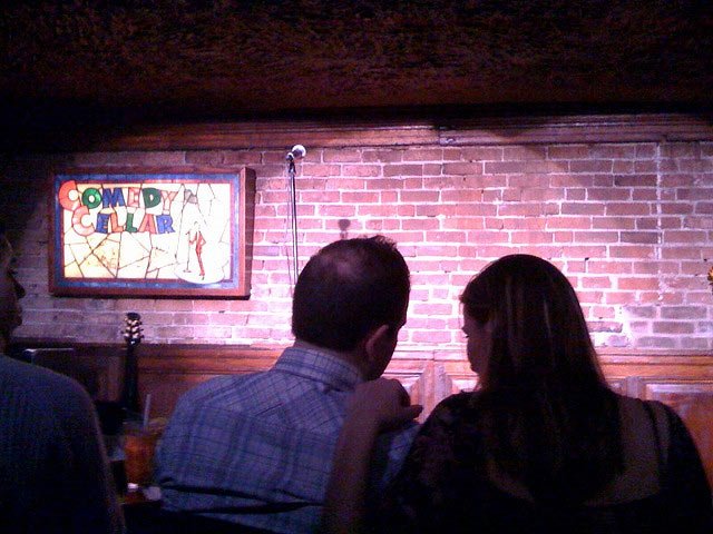 040511comedy.jpg Flickr user chris.jacksonComedy Cellar: We guarantee you'll recognize at least one comedian on any given night at the Comedy Cellar. For instance, this week the likes of Aziz Ansari, Dave Attell and Godfrey will be performing on their two nightly shows (one at 9 p.m. and the other at 11 p.m.). They offer a full dinner and drink menu, including $19.50 pitchers of Sangria and $7 cocktails, but there's even more upstairs at the Olive Tree Cafe. Cover charge ranges from $10 for the 11 p.m. show on Monday-Wednesday to $24 for some weekend shows, and all shows have a two menu item minimum per person. 117 MacDougal Street, (212) 254-3480