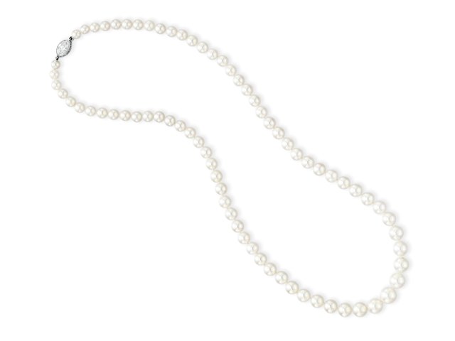 041812_jewels5.jpg A single-strand natural pearl and diamond necklace, by Tiffany & Co. Estimate: $20,000 - $30,000; Sold: $362,500