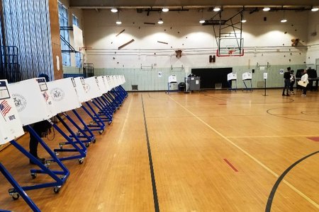 A polling site in Carroll Gardens during February's special election for Public Advocate.