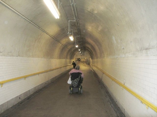 Accessibility advocate Edith Prentiss commuting by subway in 2013.