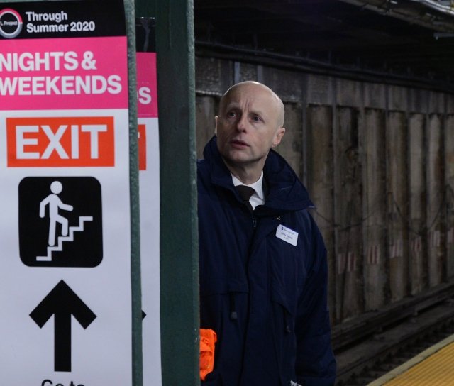 Andy Byford at the Bedford L train station at the end of April.