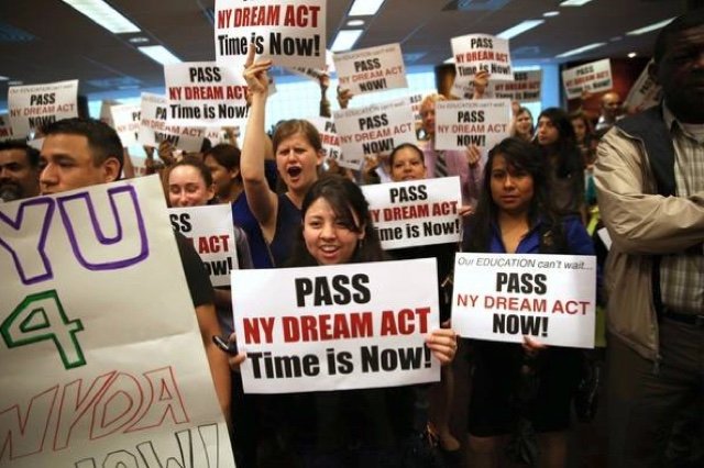 CUNY Dreamers advocating for the Dream Act earlier this spring