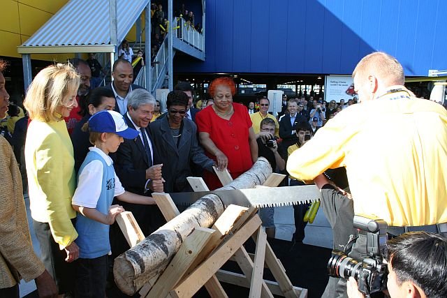 061808ikea.jpg The Ikea Grand Opening Ceremony "wood cutting."