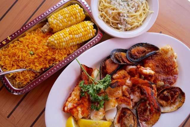 The spread at the Shrimp Box
