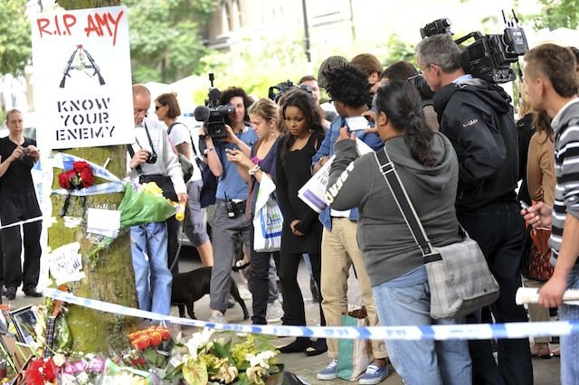 072611winehouse3.jpg Winehouse's goddaughter Dionne Bromfield at the memorial site