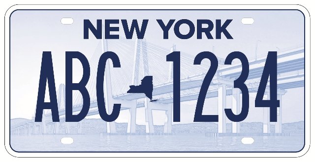 One the possible new license plates, showing the Mario Cuomo Bridge.