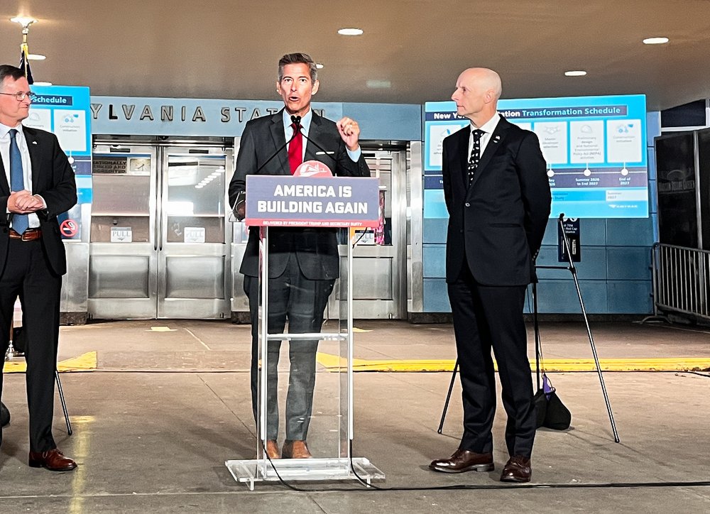 U.S. Transportation Secretary Sean Duffy speaks about the future of Penn Station with Andy Byford.