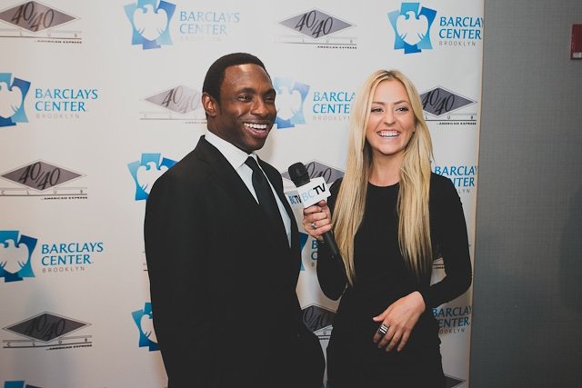 092812for24.jpg Nets' Head coach Avery Johnson with Russian journalist Alyonka Larionov, who now works for the new Barclays Center TV (BCTV), an in-arena and online video network.