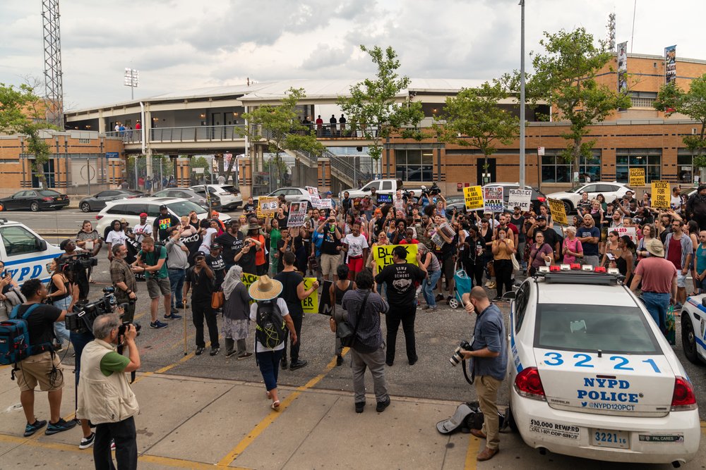 Protesters chant<br>