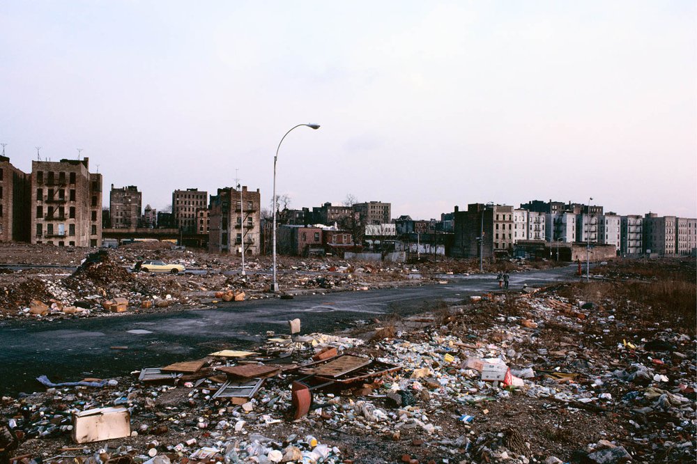View east along Charlotte St. from Boston Rd., Bronx, 1981
