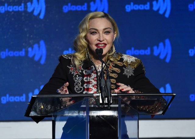 May 2019: Madonna accepts the advocate for change award at the 30th annual GLAAD Media Awards at the New York Hilton Midtown.