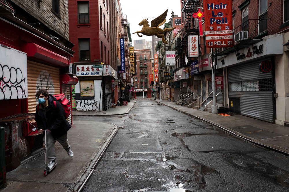 Pell Street during the coronavirus pandemic in Chinatown, NYC on April 13th.