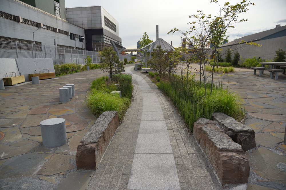 10_Kensinger_Newtown_Creek_Nature_Walk_DSC_2141.jpg A swale travels through the center of the Newtown Creek Nature Walk’s newest section, channeling rainwater into two wetlands. May 7th, 2021