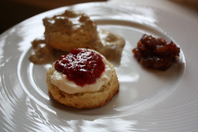 Yesterday we showed you the ropes for making biscuits at home, and while there's absolutely nothing wrong with topping your fresh-from-the-oven biscuits with a few pats of butter, the humble biscuit can be elevated even further with some fancy—but simple!—spreads, jams and fruit compotes.Bourbon Fig Compote adds smokey, boozy flavors to your biscuits while Raspberry-Chipotle Jam gives your taste buds a kick in the butt from fiery peppers in adobo. For extra creamy goodness, heap on a dollop of Ricotta-Goat Cheese Spread then combine with either of the two fruit dishes for maximum biscuit domination. Click through on the photos for the recipes.Sweets aren't really your thing? Stay tuned! Next up we're tackling every southerner's favorite gut-busting breakfast: Sausage Biscuits and Gravy.