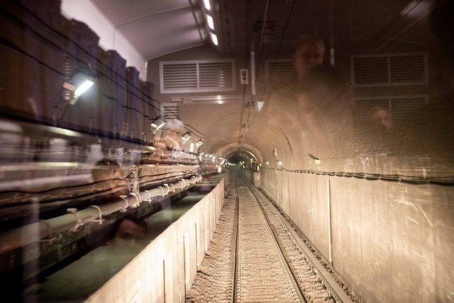 A view into the North River Tunnel during the tour