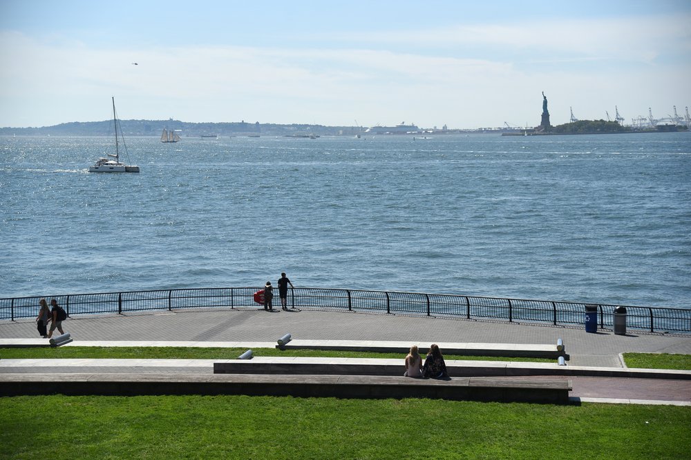 The waterfront of Wagner Park in Manhattan, looking out towards the New York Harbor. The park is scheduled to be demolished in the coming weeks. Photo taken September 10, 2022