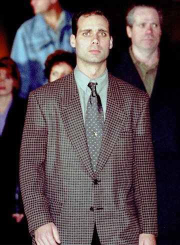 NYPD Officer Kenneth Boss leaves an Albany courthouse during the 2000 trial for the shooting death of Amadou Diallo at the hands of Boss and three other cops.