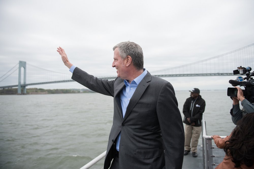 16763853c34326543116_0dd5b79059_b-jpg.jpeg Mayor Bill de Blasio on the Rockaway ferry's first ride yesterday, courtesy NYC Mayor's Office.