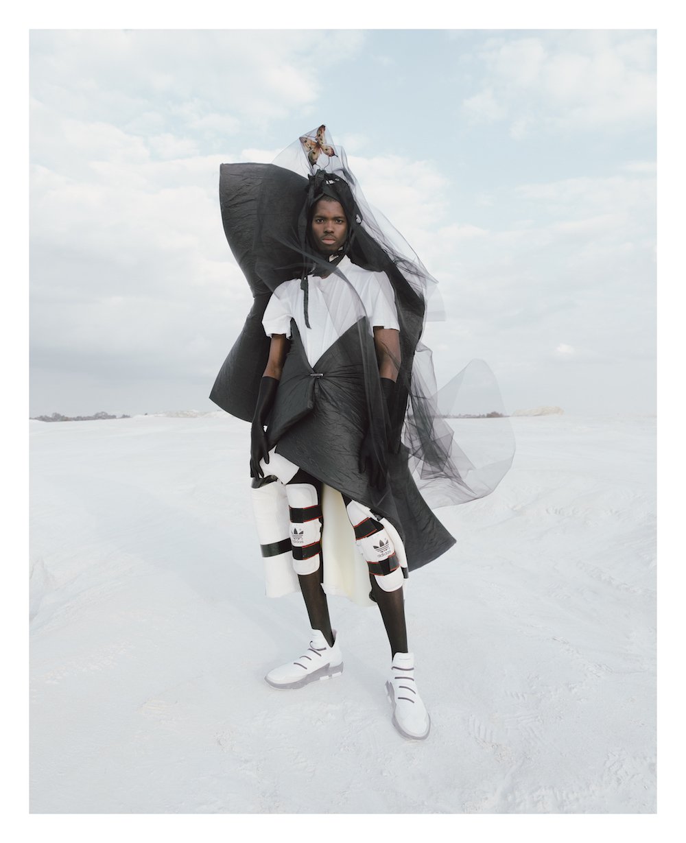 White t-shirt and Y-3 interpreted for Items: Is Fashion Modern? by Kristin-Lee Moolman and IB Kamara. © 2017 Kristin-Lee Moolman & IB Kamara. Image courtesy The Museum of Modern Art, New York