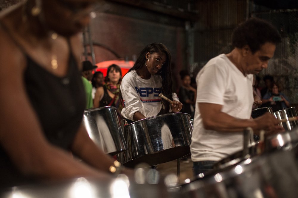 Despers, one of the best-known steel bands in Brooklyn's West Indian community, practices in its cramped industrial space in Crown Heights.