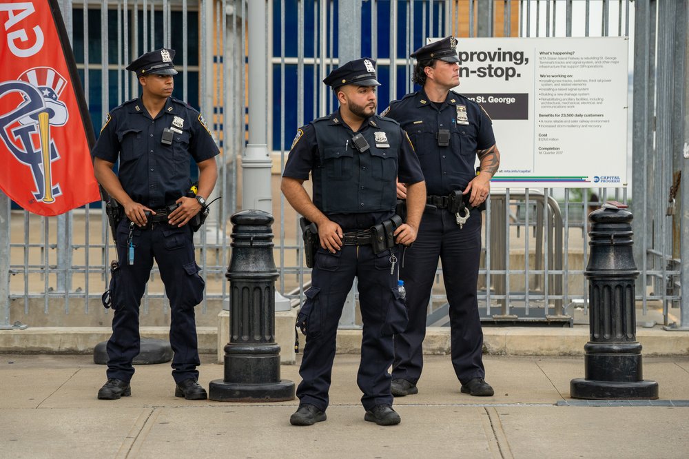 Police officers at the scene<br>