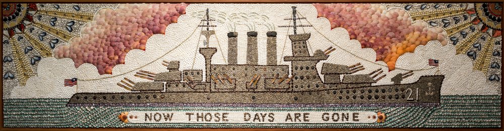 1d89c13e82017-10-02-duke-riley-07-cropped-jpg.jpeg "Now Those Days Are Gone," seashell mosaic on mahogany (courtesy of Magnan Metz)