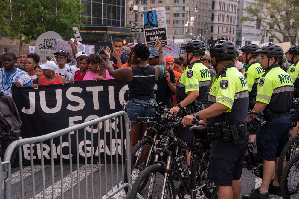 Protesters march on the fifth anniversary of Eric Garner's death<br>