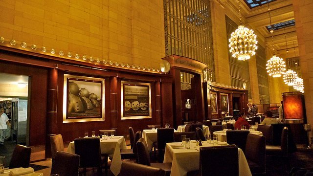 201105_lq5_steak.jpg (David Hulme's flickr)Michael Jordan's The Steak House NYC: Penn Station may have a classic NYC steakhouse a few blocks away, but in Grand Central all you have to do to find a quality chop is look up. Michael Jordan's The Steak House is by no means cheap (though it does often participate in Restaurant Week) but the prices isn't that absurd when take into account the quality of the meat (totally acceptable), the space (unless you are going to the late Rainbow Room it is nigh impossible to top the main concourse Grand Central), and the people watching (fabulous). Just don't make a habit of it. The Balcony, 212-655-2300