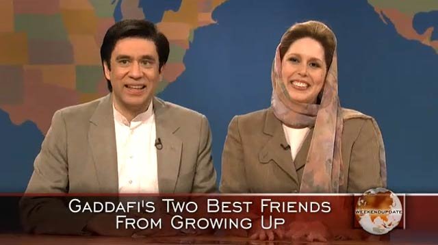 2011_05_snltfgadd.jpg Moammer Gadhafi's friends share memories of the strong man leader.