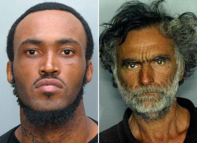 Rudy Eugene, 31, left, who police shot and killed as he ate the face of Ronald Poppo, 65, right