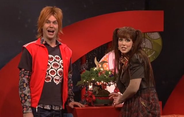 In the Japanese version of Christmas, you decorate a bonzai tree with a ninja star.