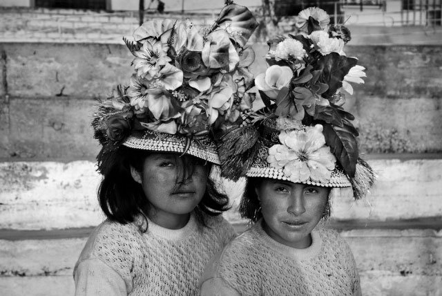 2018_07_b2.jpg Two girls from Huancavelica stand for a portrait during the International Festival of Street Theater in La Balanza (Fiteca), Comas. Lima, Peru, 2015.