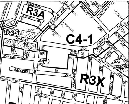 A city zoning map