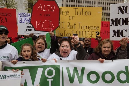 A tenant rally in Albany in May.